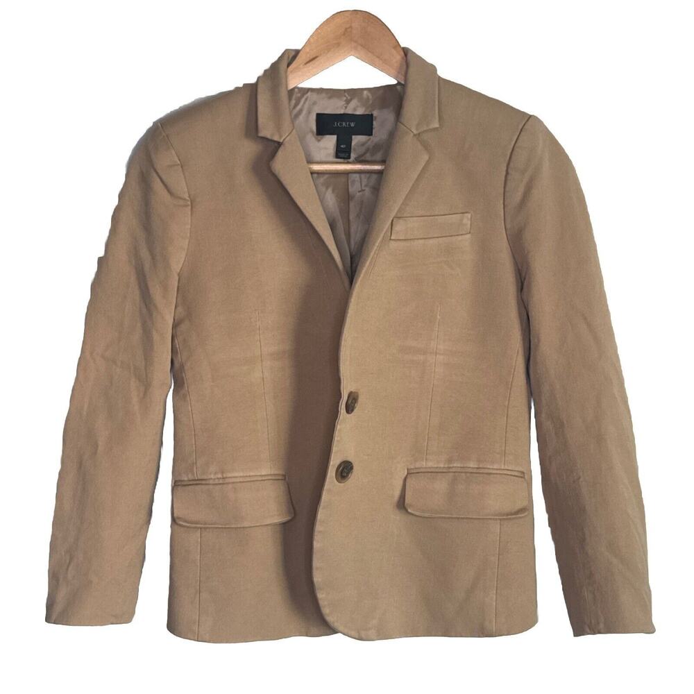 J.Crew Women's Beige Button Up Schoolboy Padded Shoulder Blazer Jacket Size‎ 4P